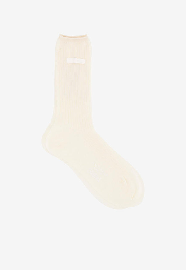 ANTIPAST Bow-Embellished Socks Ivory ANP118A_IVORY