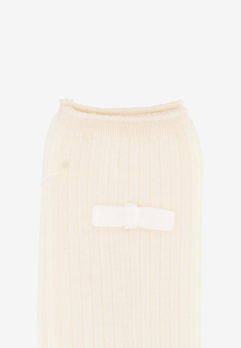 ANTIPAST Bow-Embellished Socks Ivory ANP118A_IVORY