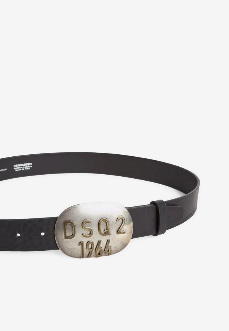 Dsquared2 Vintage Plaque Leather Belt Black BEM067101500001_M4162