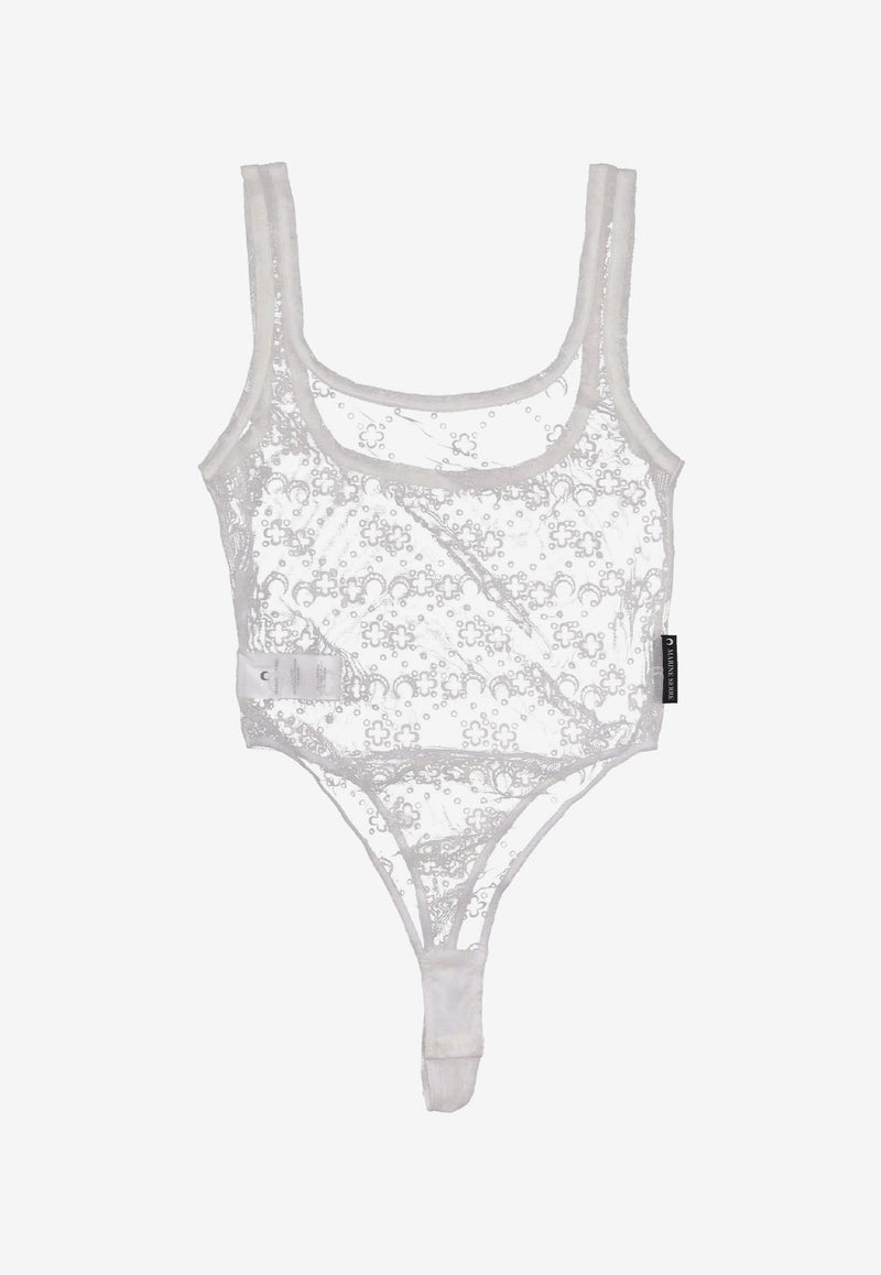 Marine Serre Mesh Flock Sleeveless Bodysuit Off-white WUW061ACJER0005_WH20