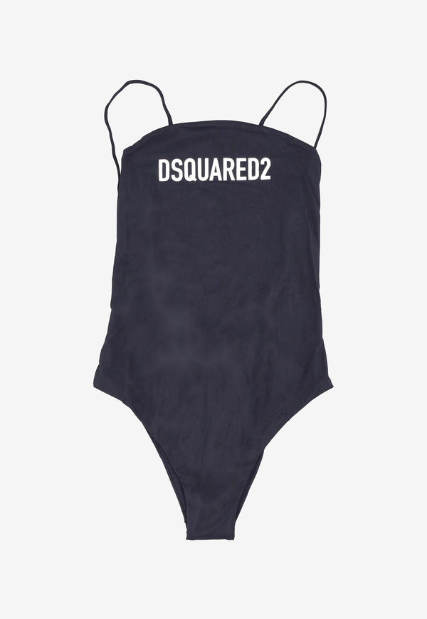Dsquared2 Logo Print One-Piece Swimsuit Black D6BK35040_010