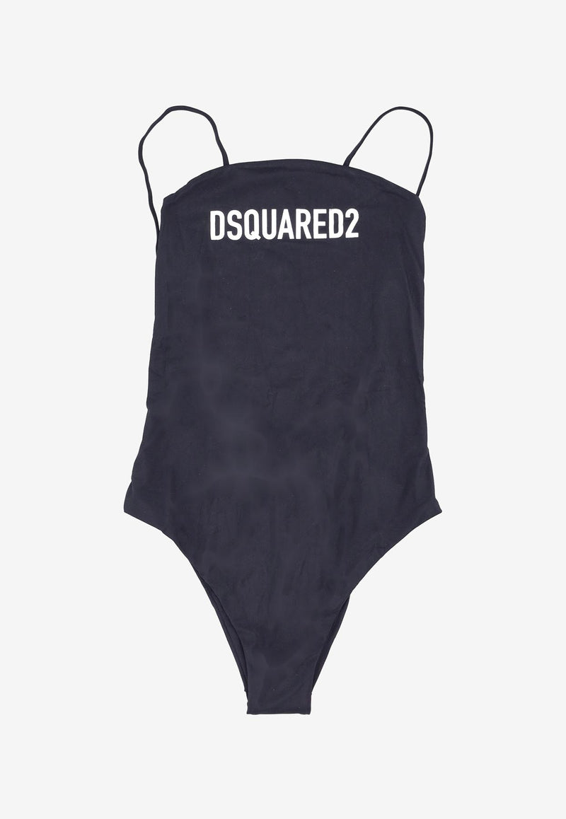 Dsquared2 Logo Print One-Piece Swimsuit Black D6BK35040_010