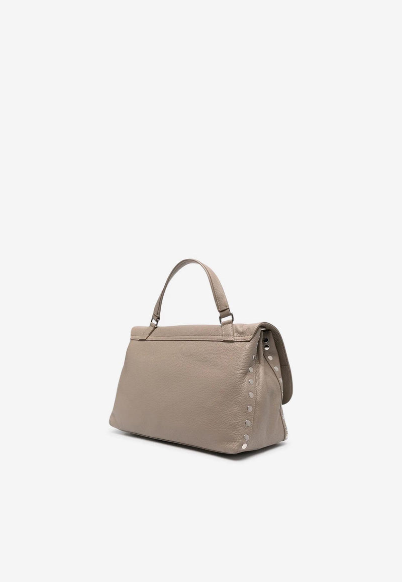 Zanellato Medium Postina Daily Grained Leather Top Handle Bag Taupe 0680100050000M_Z0160