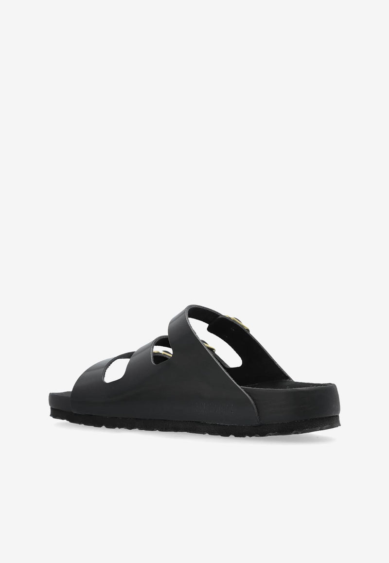 Birkenstock Florida Lacquer Leather Slides Black 1029385_BLACK