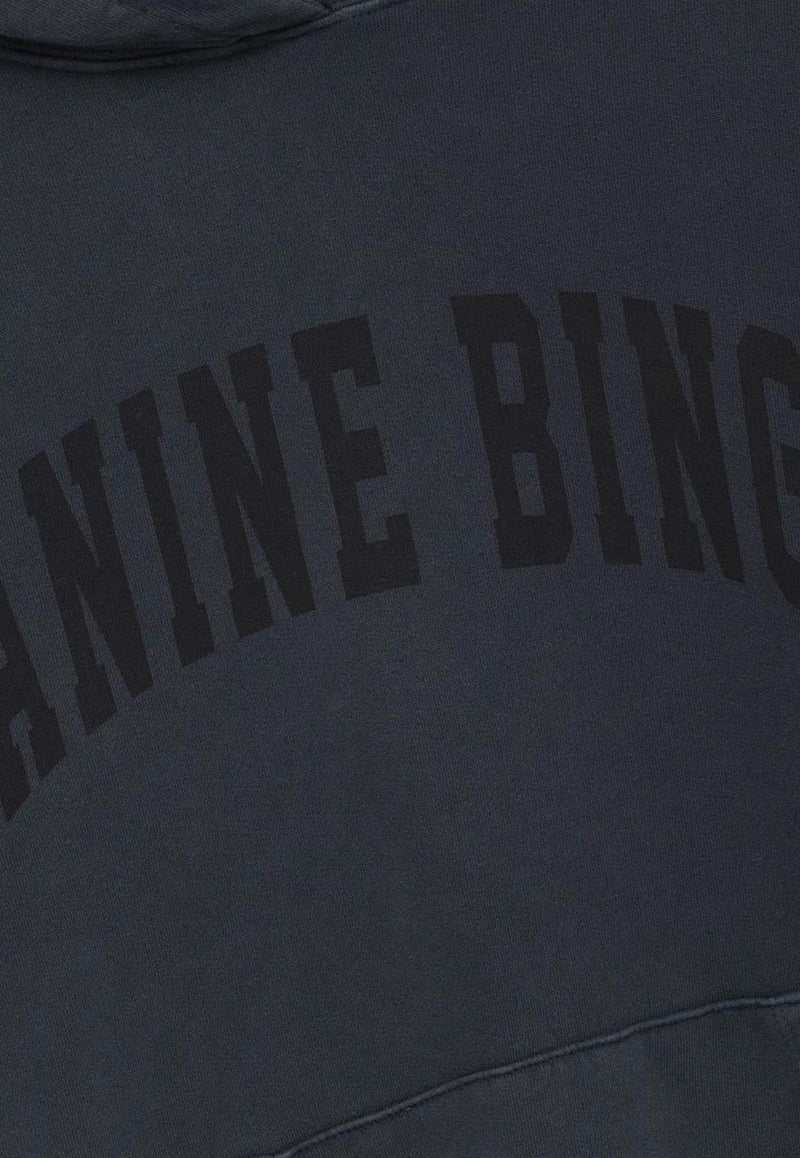 Anine Bing Harvey Logo Print Washed Hoodie Black S085185_002