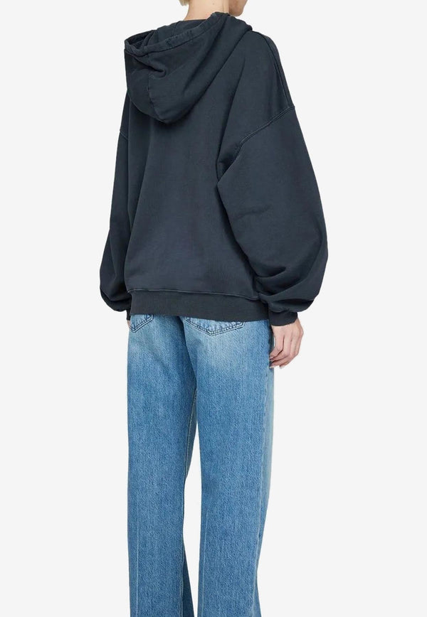 Anine Bing Harvey Logo Print Washed Hoodie Black S085185_002