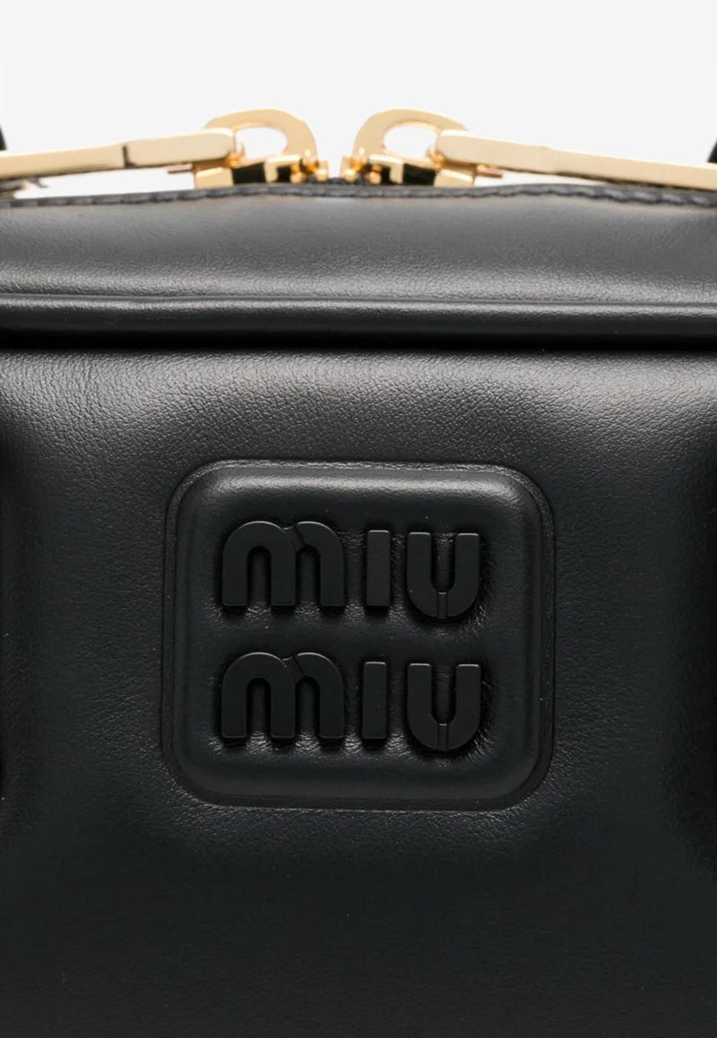 Miu Miu Large Arcadie Leather Top Handle Bag Black 5BB148VOONACR3_F0002