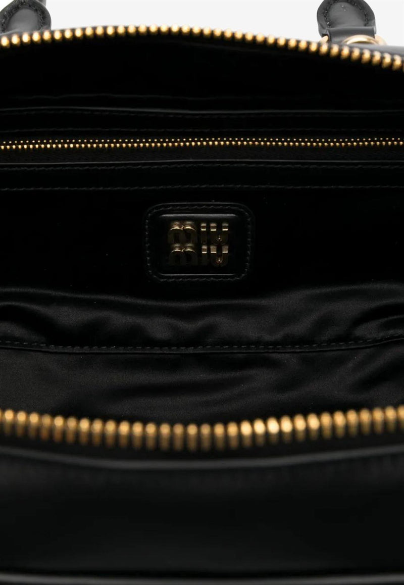 Miu Miu Large Arcadie Leather Top Handle Bag Black 5BB148VOONACR3_F0002