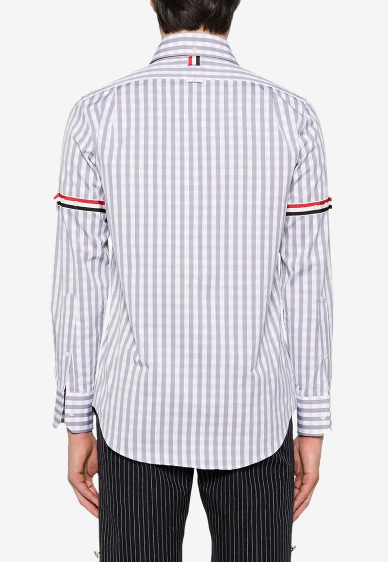 Thom Browne Gingham Check Long-Sleeved Poplin Shirt Gray MWL301OF0998_035