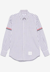 Thom Browne Gingham Check Long-Sleeved Poplin Shirt Gray MWL301OF0998_035