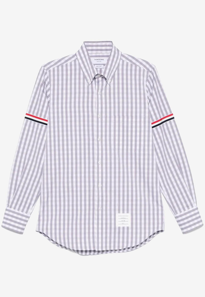 Thom Browne Gingham Check Long-Sleeved Poplin Shirt Gray MWL301OF0998_035