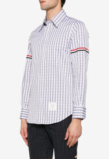 Thom Browne Gingham Check Long-Sleeved Poplin Shirt Gray MWL301OF0998_035