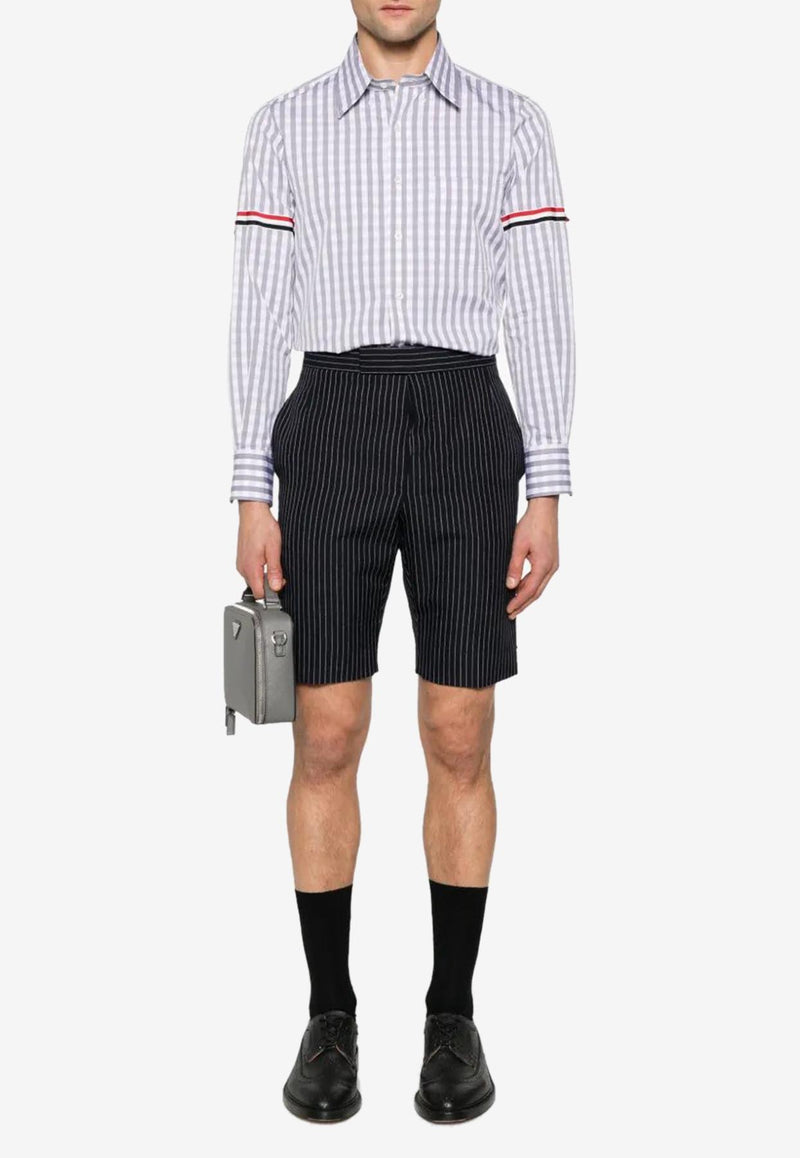 Thom Browne Gingham Check Long-Sleeved Poplin Shirt Gray MWL301OF0998_035