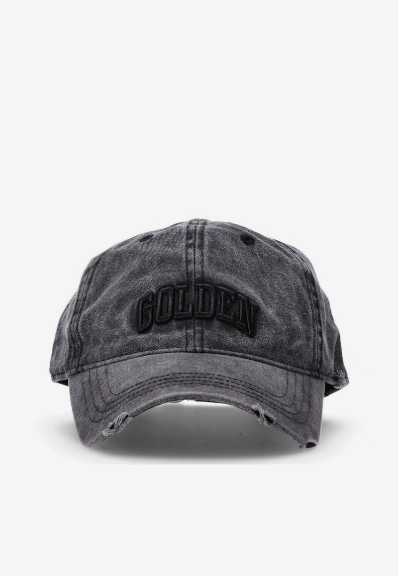 Golden Goose DB Logo Patch Distressed Denim Baseball Cap Gray GUP01038P001978_60318
