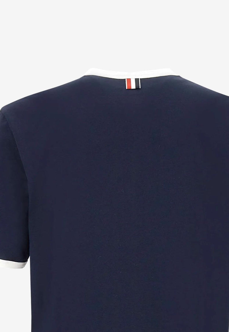 Thom Browne Name Tag Patch Ringer T-shirt Navy MJS083A00042_415