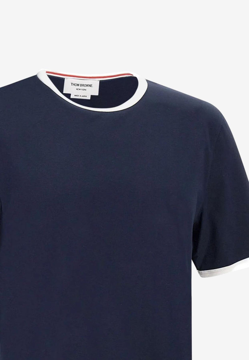 Thom Browne Name Tag Patch Ringer T-shirt Navy MJS083A00042_415