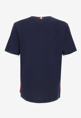 Thom Browne Name Tag Patch Ringer T-shirt Navy MJS083A00042_415