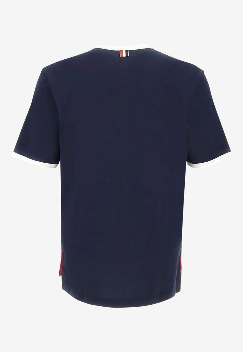Thom Browne Name Tag Patch Ringer T-shirt Navy MJS083A00042_415
