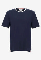 Thom Browne Name Tag Patch Ringer T-shirt Navy MJS083A00042_415