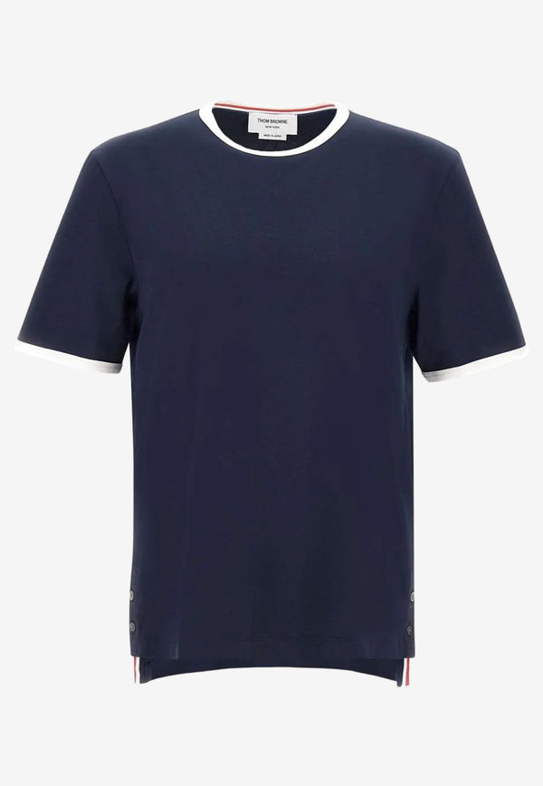 Thom Browne Name Tag Patch Ringer T-shirt Navy MJS083A00042_415
