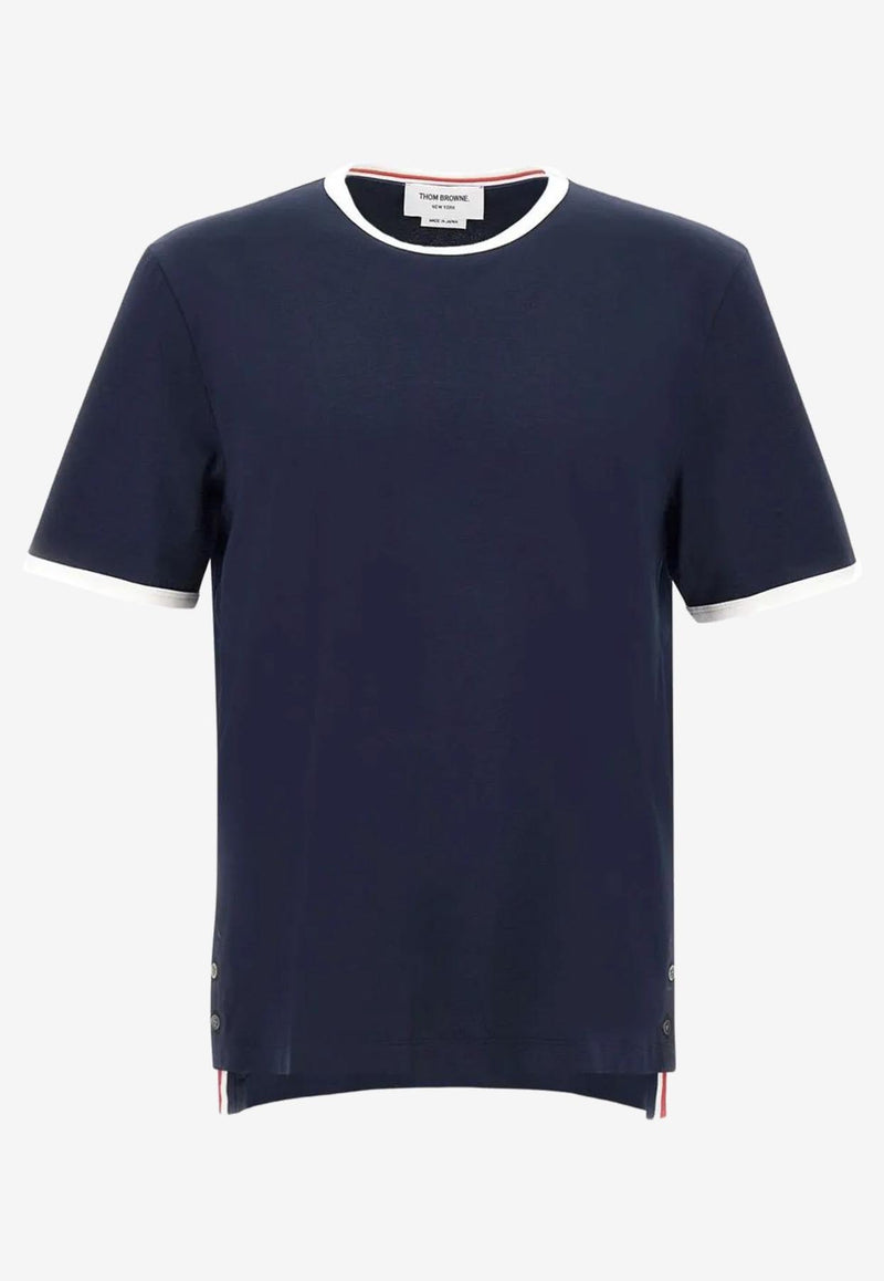 Thom Browne Name Tag Patch Ringer T-shirt Navy MJS083A00042_415