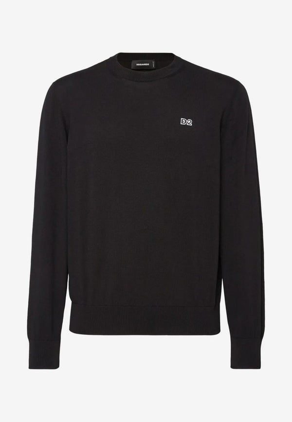 Dsquared2 Logo Embroidered Crewneck Sweatshirt Black S74HA1486D13018_900