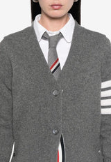 Thom Browne 4-bar Stripes Intarsia Knit Wool Cardigan Gray FKC657AY1029_035