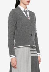 Thom Browne 4-bar Stripes Intarsia Knit Wool Cardigan Gray FKC657AY1029_035