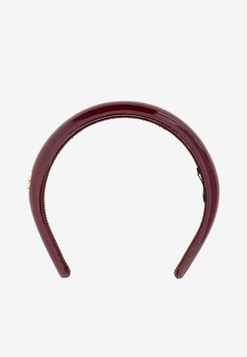 Miu Miu Logo Plaque Patent Leather Headband Crimson 5IH025069_F0D27