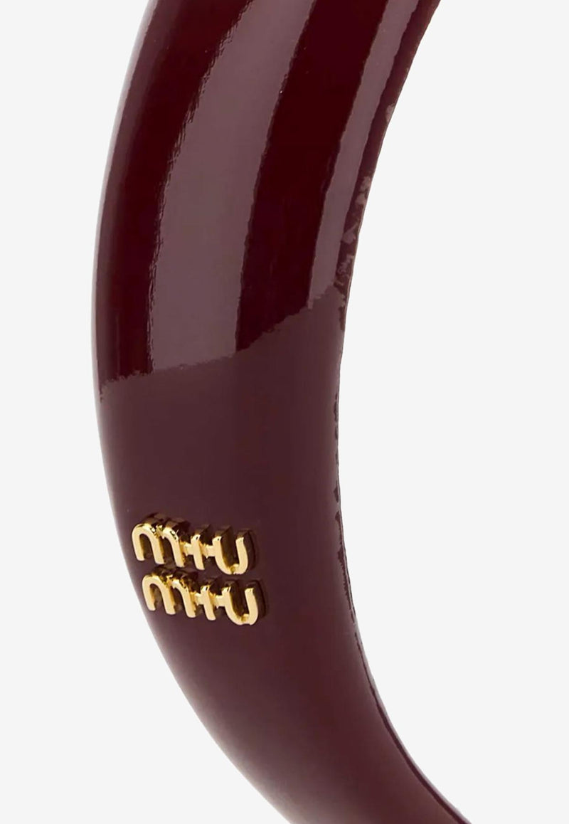 Miu Miu Logo Plaque Patent Leather Headband Crimson 5IH025069_F0D27