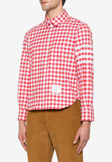 Thom Browne 4-bar Stripes Gingham Check Shirt Red MWL416AF0945_600