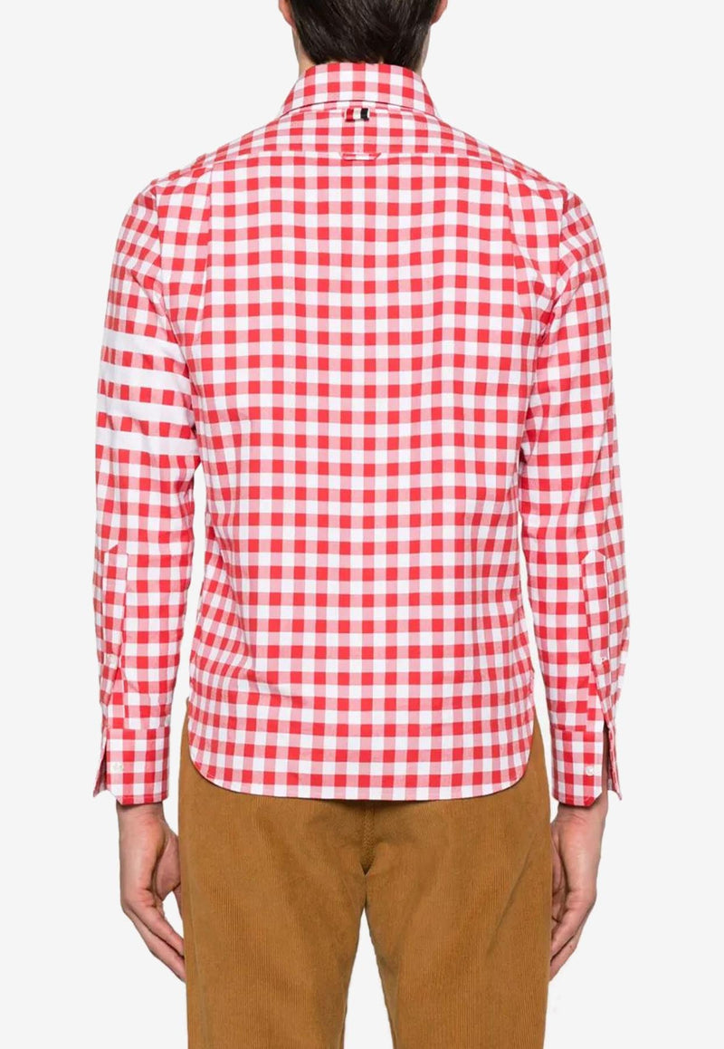 Thom Browne 4-bar Stripes Gingham Check Shirt Red MWL416AF0945_600
