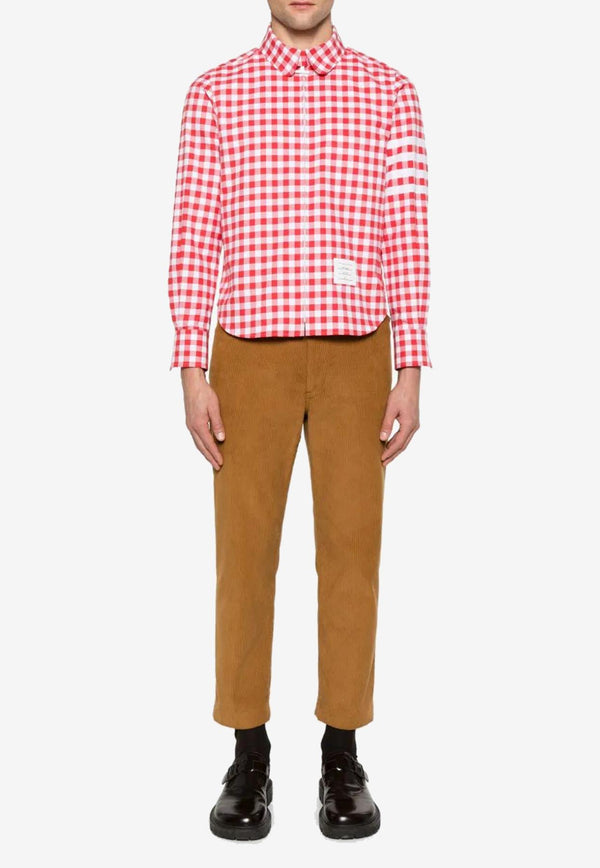 Thom Browne 4-bar Stripes Gingham Check Shirt Red MWL416AF0945_600