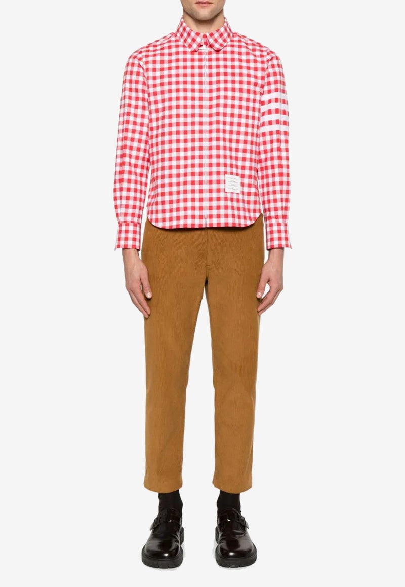 Thom Browne 4-bar Stripes Gingham Check Shirt Red MWL416AF0945_600