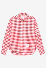 Thom Browne 4-bar Stripes Gingham Check Shirt Red MWL416AF0945_600