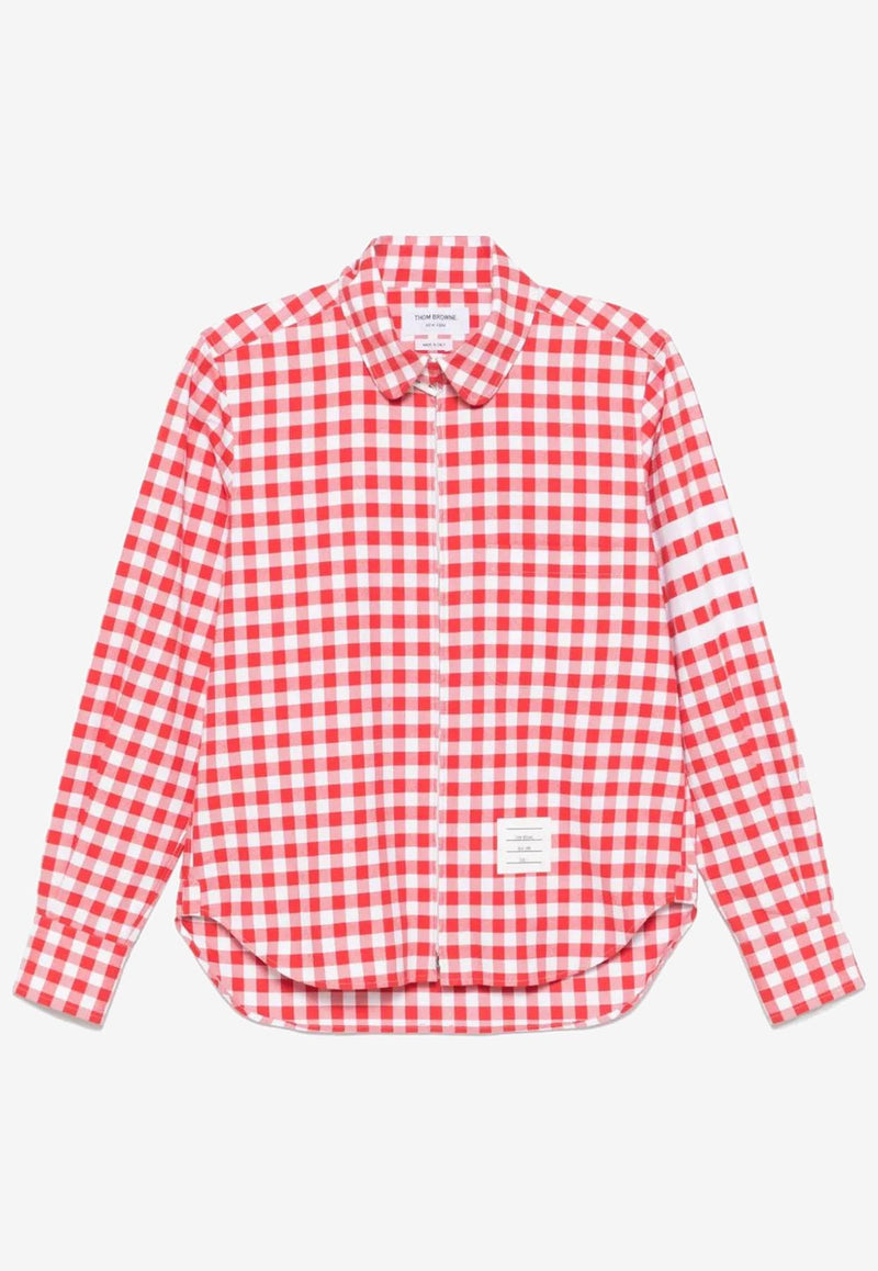 Thom Browne 4-bar Stripes Gingham Check Shirt Red MWL416AF0945_600