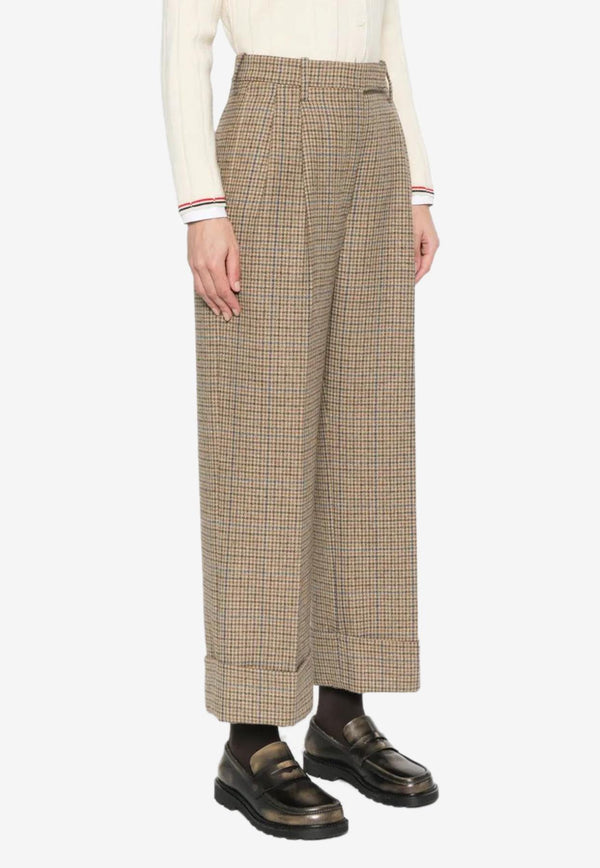 Thom Browne Gunclub Check High-Waist Cropped Pants Brown FTC499AF0961_210