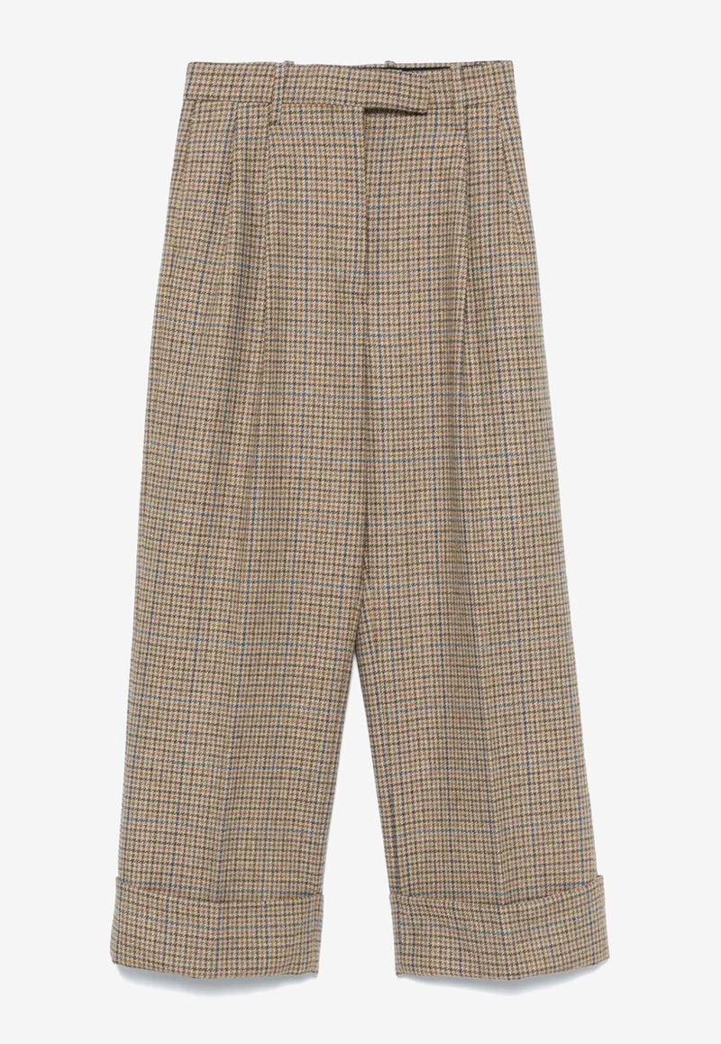 Thom Browne Gunclub Check High-Waist Cropped Pants Brown FTC499AF0961_210