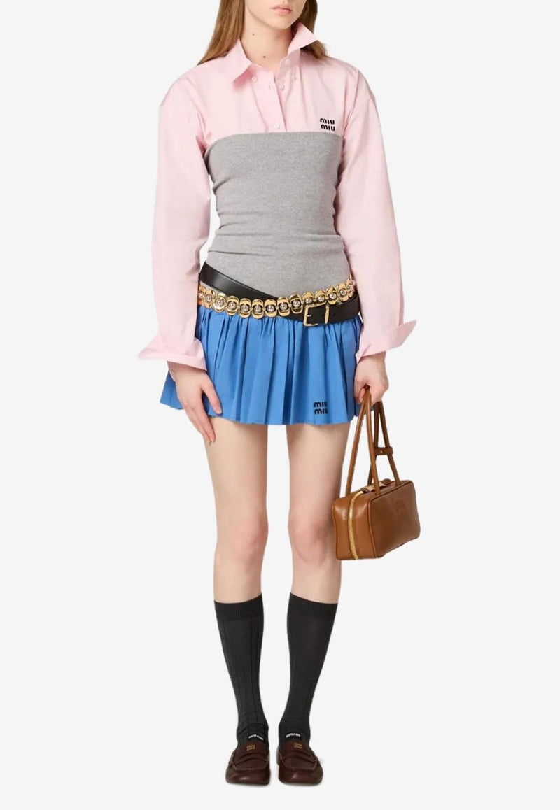 Miu Miu Two-Tone Paneled Mini Skirt Blue MG2466SOOO17HP_F03VO