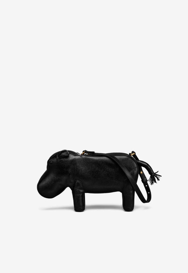 Thom Browne Hippo Baguette Grained Leather Handbag Black UAG226A00198_001