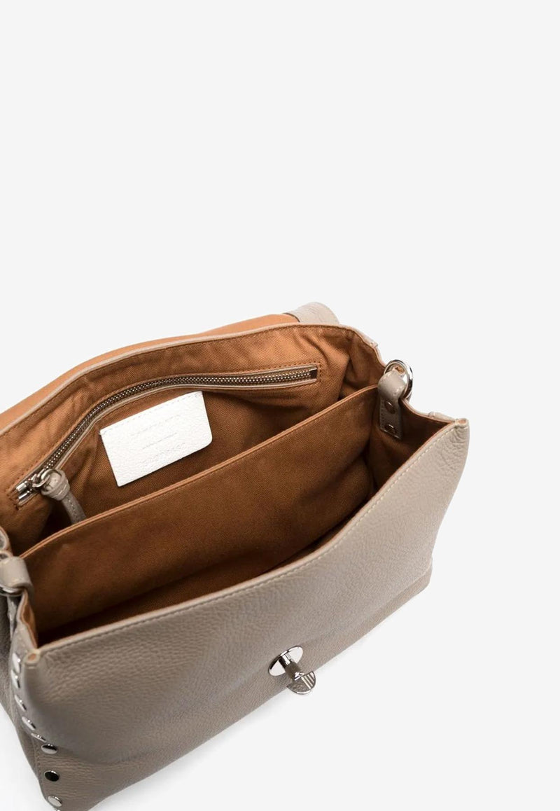 Zanellato Small Postina Daily Pebbled Leather Top Handle Bag Gray 0680100050000S_Z0160