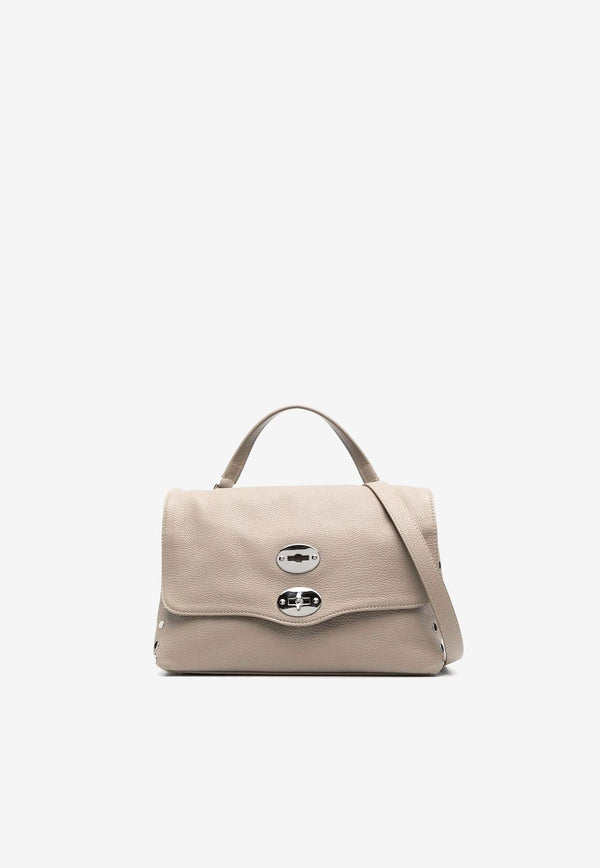 Zanellato Small Postina Daily Pebbled Leather Top Handle Bag Gray 0680100050000S_Z0160