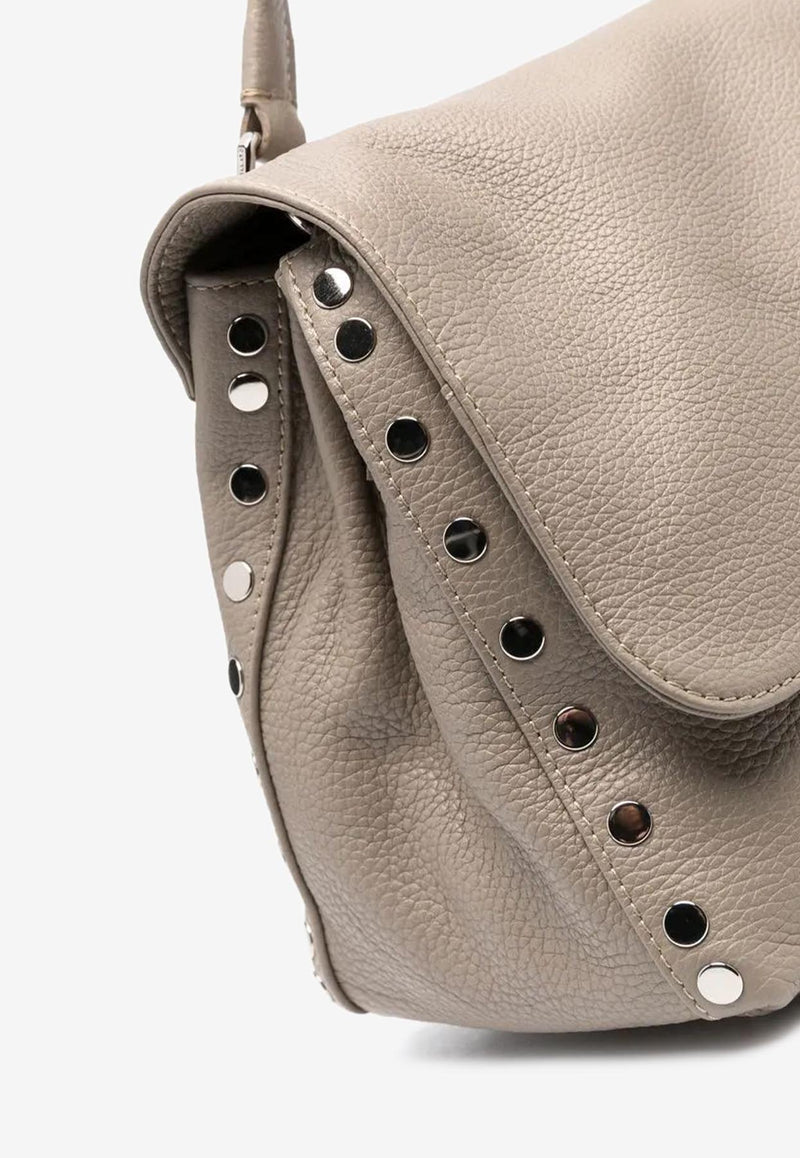 Zanellato Small Postina Daily Pebbled Leather Top Handle Bag Gray 0680100050000S_Z0160