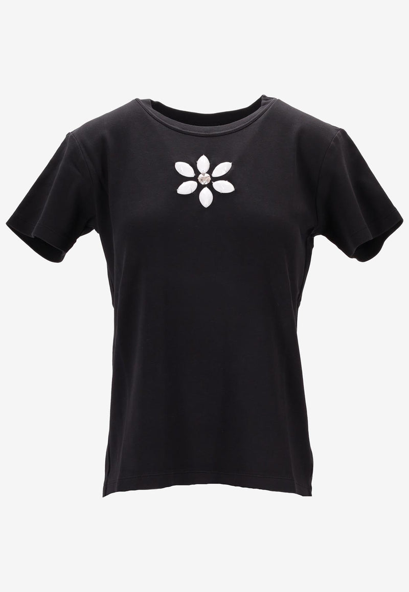 Meryll Rogge Floral Embroidered T-shirt Black 300324WS25_BLACK/WHITE