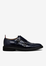 Thom Browne Polished Leather Double Monk Strap Shoes Navy MFG018CL0043_415