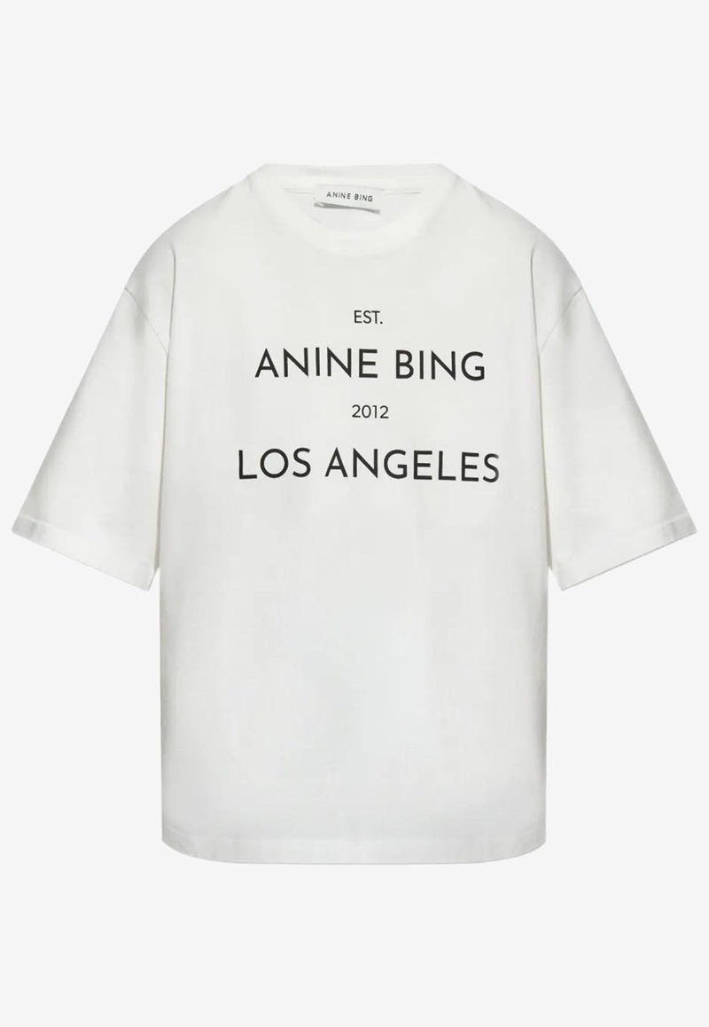 Anine Bing Rudy Logo Print T-shirt Ivory A0811037_IVY1