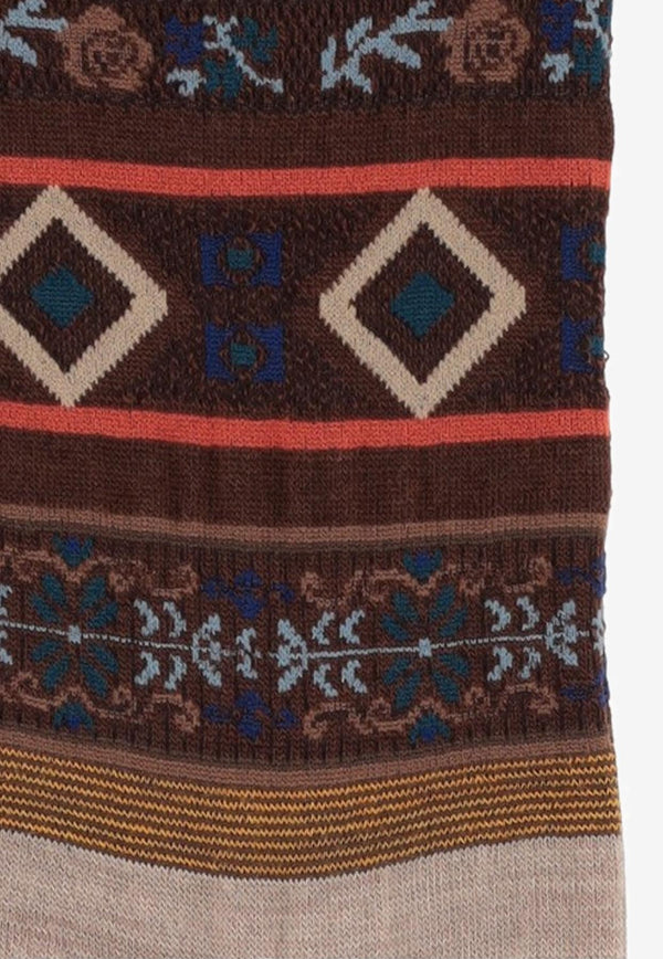 ANTIPAST Geometric Pattern Socks Brown AM626B_BROWN