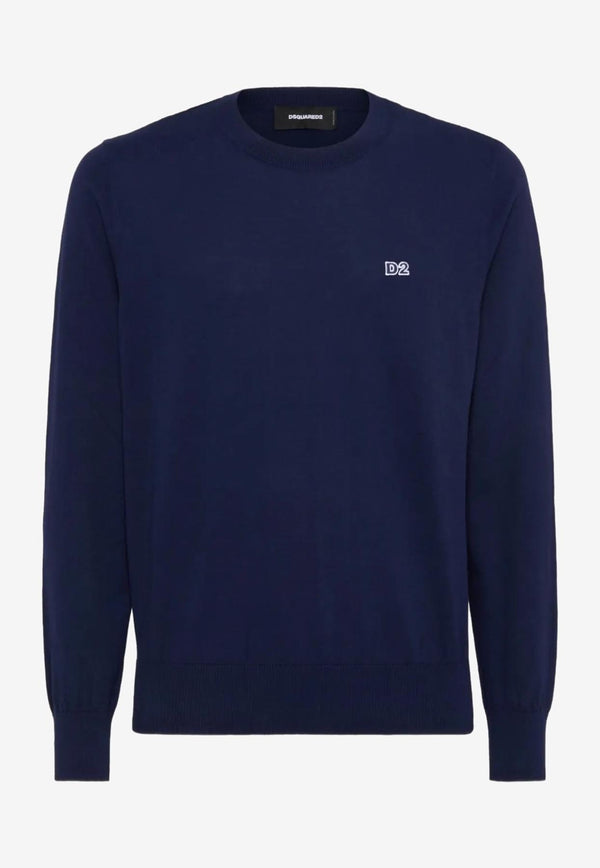 Dsquared2 Logo Embroidered Crewneck Sweatshirt Navy S74HA1486D13018_477