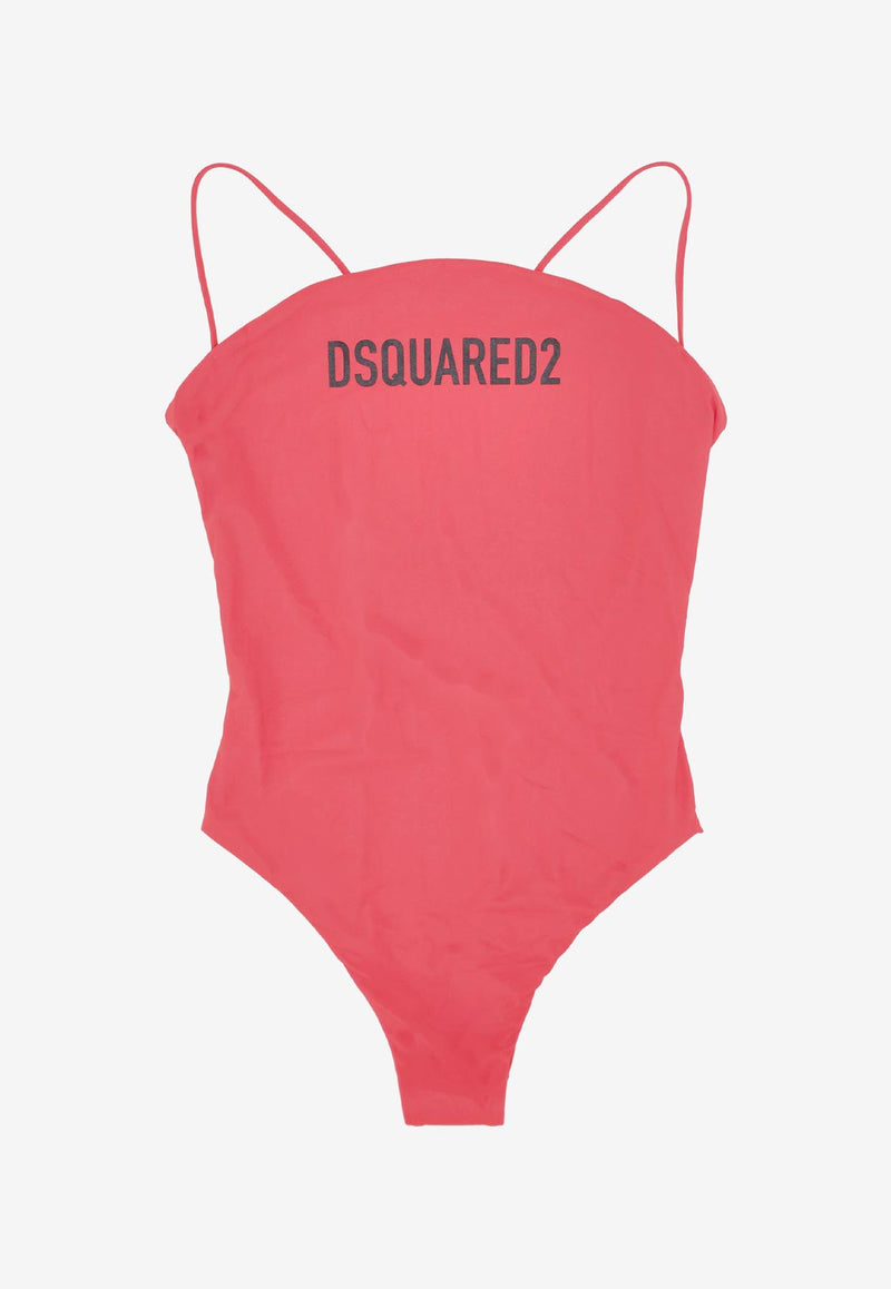Dsquared2 Logo Print One-Piece Swimsuit Red D6BK35040_611