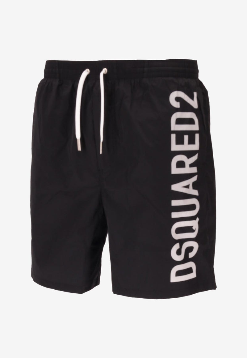 Dsquared2 Logo Print Swim Shorts Black D7BM16000_010